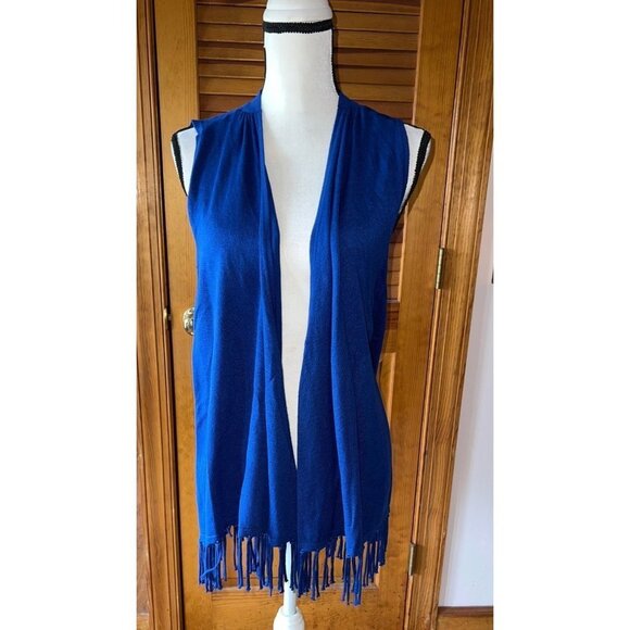 Joseph A Royal Blue Fringe Silk Cardigan -- Medium - Picture 1 of 8